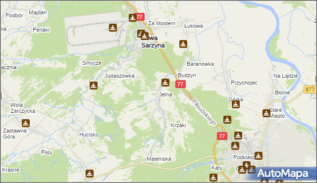 mapa Jelna gmina Nowa Sarzyna, Jelna gmina Nowa Sarzyna na mapie Targeo