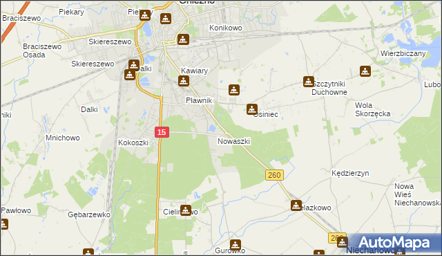 mapa Jelonek gmina Niechanowo, Jelonek gmina Niechanowo na mapie Targeo