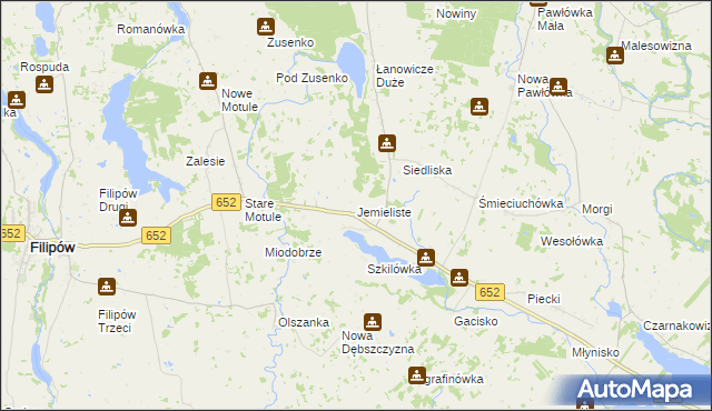 mapa Jemieliste gmina Filipów, Jemieliste gmina Filipów na mapie Targeo