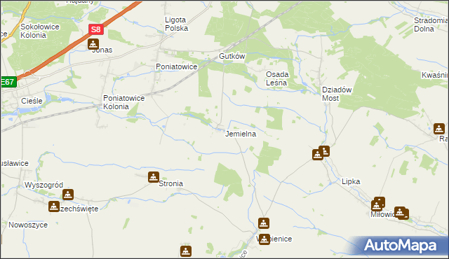 mapa Jemielna, Jemielna na mapie Targeo