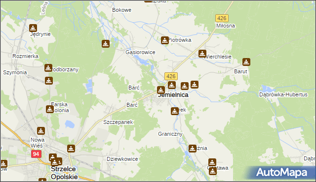 mapa Jemielnica, Jemielnica na mapie Targeo