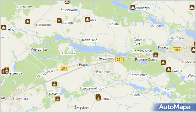 mapa Jerzykowo gmina Pobiedziska, Jerzykowo gmina Pobiedziska na mapie Targeo