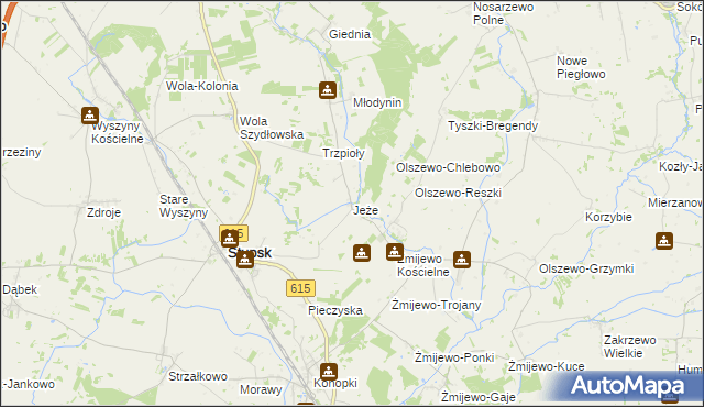 mapa Jeże gmina Stupsk, Jeże gmina Stupsk na mapie Targeo