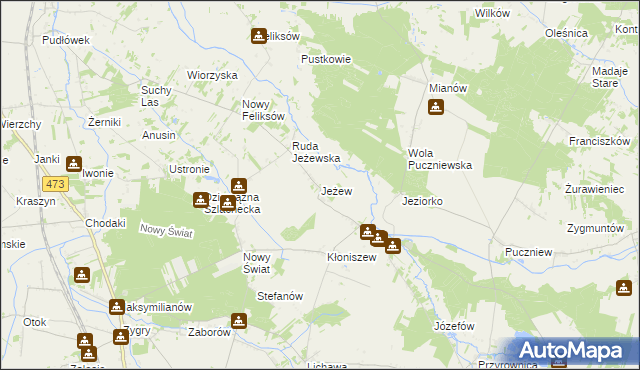 mapa Jeżew, Jeżew na mapie Targeo