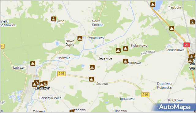 mapa Jeżewice gmina Łabiszyn, Jeżewice gmina Łabiszyn na mapie Targeo