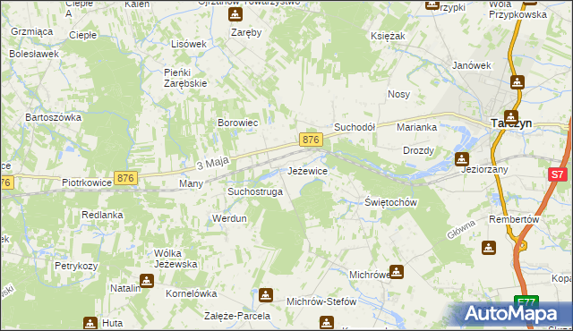 mapa Jeżewice gmina Tarczyn, Jeżewice gmina Tarczyn na mapie Targeo