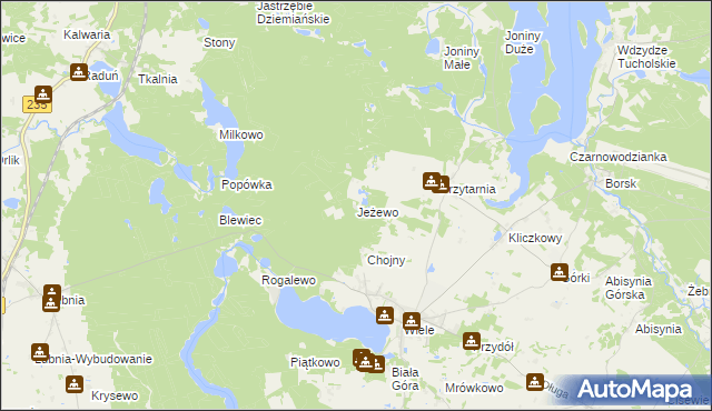 mapa Jeżewo gmina Karsin, Jeżewo gmina Karsin na mapie Targeo