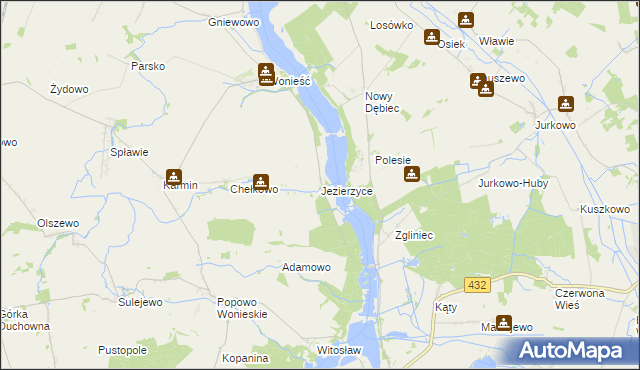 mapa Jezierzyce gmina Śmigiel, Jezierzyce gmina Śmigiel na mapie Targeo