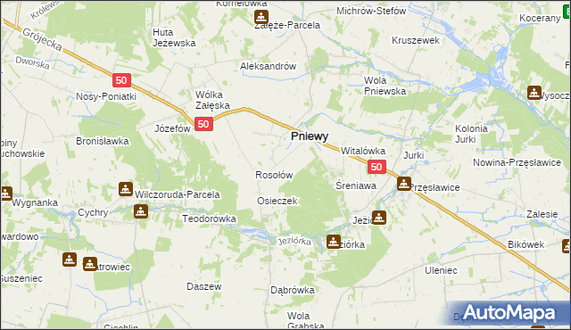 mapa Jeziora-Nowina, Jeziora-Nowina na mapie Targeo