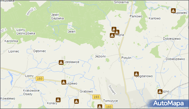 mapa Jeziorki gmina Gołańcz, Jeziorki gmina Gołańcz na mapie Targeo