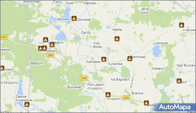 mapa Jeziorki gmina Lniano, Jeziorki gmina Lniano na mapie Targeo