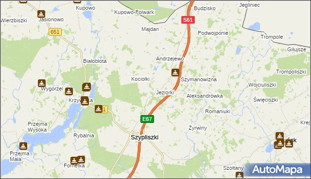 mapa Jeziorki gmina Szypliszki, Jeziorki gmina Szypliszki na mapie Targeo