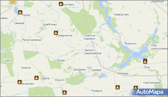 mapa Jeziorki Zabartowskie, Jeziorki Zabartowskie na mapie Targeo