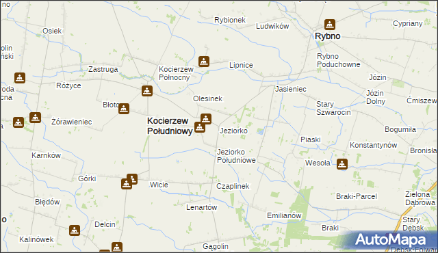 mapa Jeziorko gmina Kocierzew Południowy, Jeziorko gmina Kocierzew Południowy na mapie Targeo