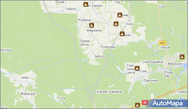 mapa Jezioro gmina Wręczyca Wielka, Jezioro gmina Wręczyca Wielka na mapie Targeo