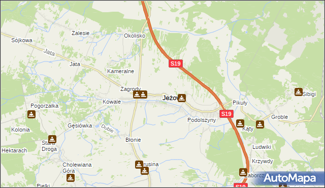 mapa Jeżowe, Jeżowe na mapie Targeo