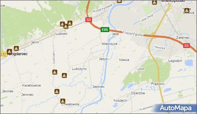mapa Jeżyki, Jeżyki na mapie Targeo