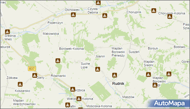 mapa Joanin gmina Rudnik, Joanin gmina Rudnik na mapie Targeo