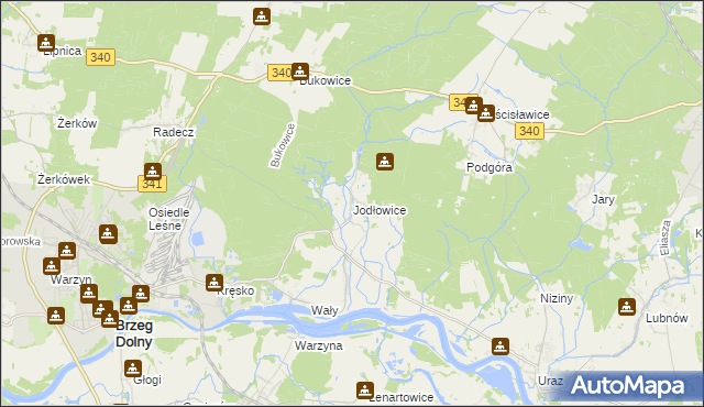 mapa Jodłowice, Jodłowice na mapie Targeo