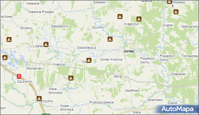 mapa Joniec-Kolonia, Joniec-Kolonia na mapie Targeo