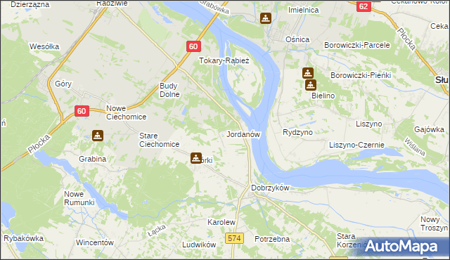 mapa Jordanów gmina Gąbin, Jordanów gmina Gąbin na mapie Targeo