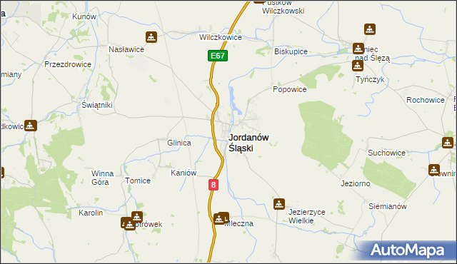 mapa Jordanów Śląski, Jordanów Śląski na mapie Targeo