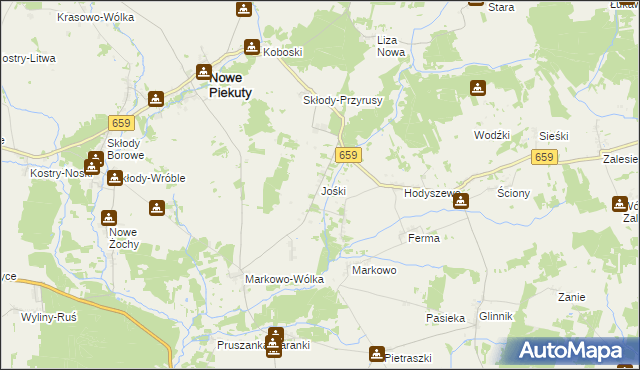 mapa Jośki, Jośki na mapie Targeo