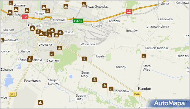 mapa Józefin gmina Kamień, Józefin gmina Kamień na mapie Targeo