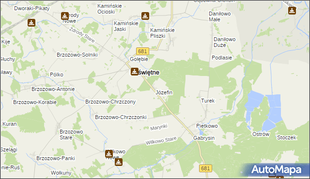 mapa Józefin gmina Poświętne, Józefin gmina Poświętne na mapie Targeo