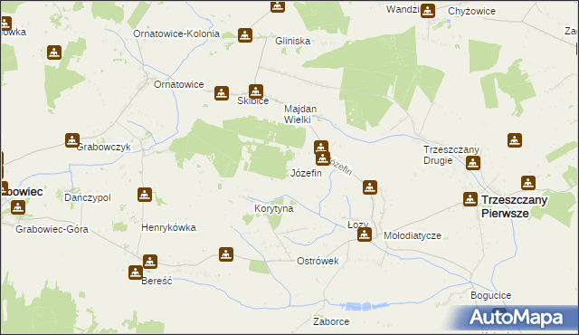 mapa Józefin gmina Trzeszczany, Józefin gmina Trzeszczany na mapie Targeo