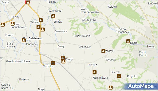 mapa Józefków gmina Zawichost, Józefków gmina Zawichost na mapie Targeo