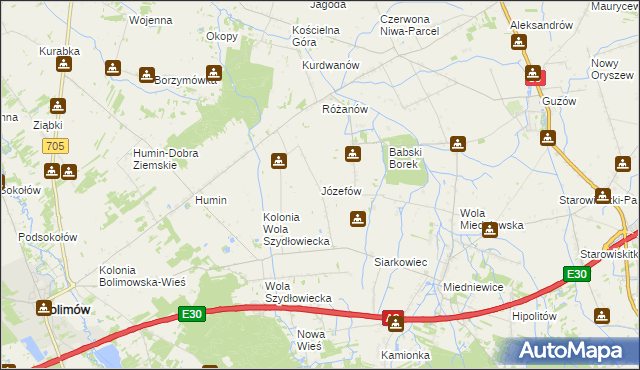 mapa Józefów gmina Bolimów, Józefów gmina Bolimów na mapie Targeo