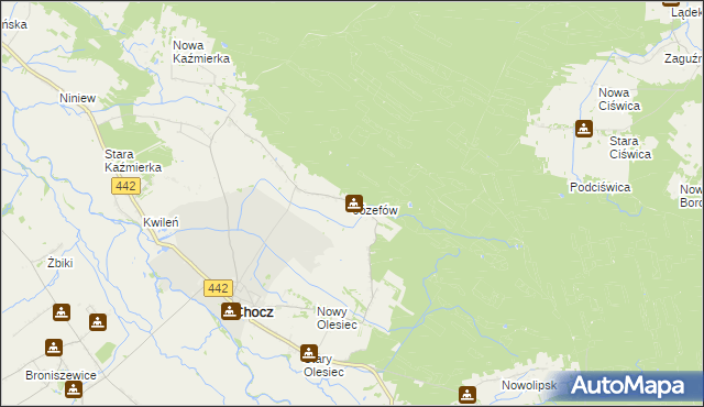 mapa Józefów gmina Chocz, Józefów gmina Chocz na mapie Targeo