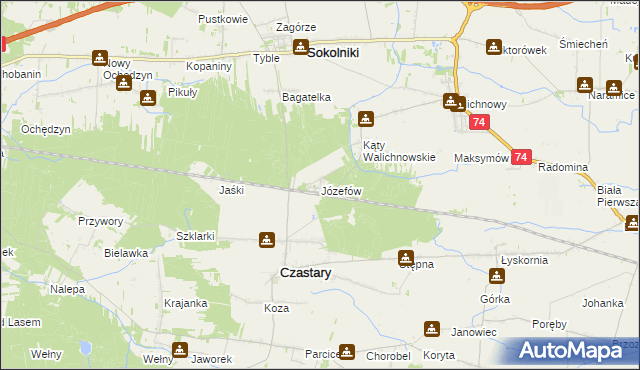 mapa Józefów gmina Czastary, Józefów gmina Czastary na mapie Targeo