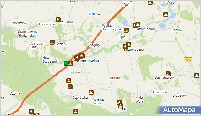 mapa Józefów gmina Czerniewice, Józefów gmina Czerniewice na mapie Targeo