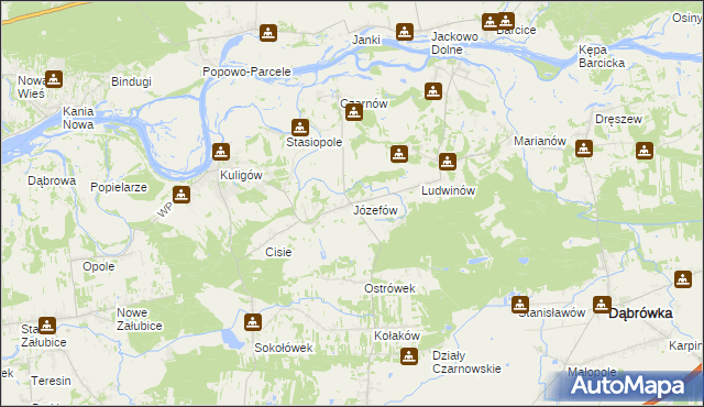 mapa Józefów gmina Dąbrówka, Józefów gmina Dąbrówka na mapie Targeo