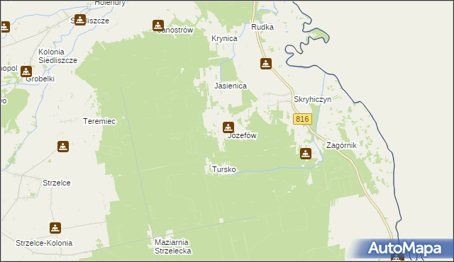 mapa Józefów gmina Dubienka, Józefów gmina Dubienka na mapie Targeo
