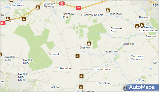 mapa Józefów gmina Mełgiew, Józefów gmina Mełgiew na mapie Targeo