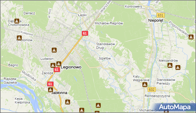 mapa Józefów gmina Nieporęt, Józefów gmina Nieporęt na mapie Targeo