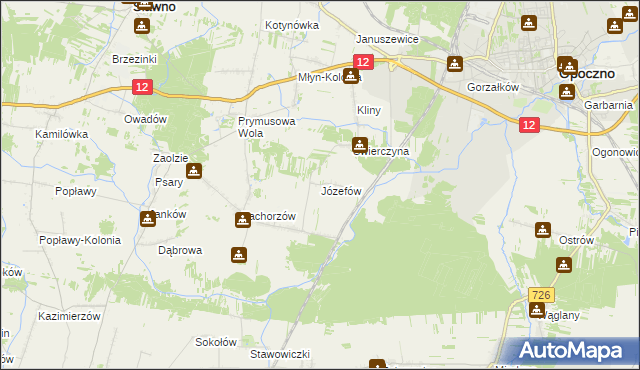 mapa Józefów gmina Sławno, Józefów gmina Sławno na mapie Targeo