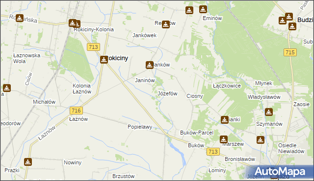 mapa Józefów gmina Ujazd, Józefów gmina Ujazd na mapie Targeo