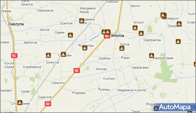 mapa Józefów gmina Witonia, Józefów gmina Witonia na mapie Targeo