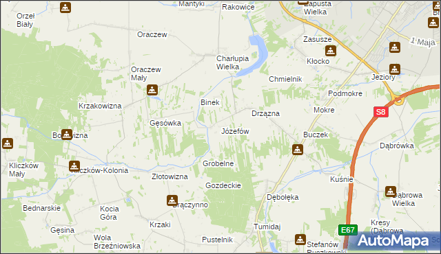 mapa Józefów gmina Wróblew, Józefów gmina Wróblew na mapie Targeo