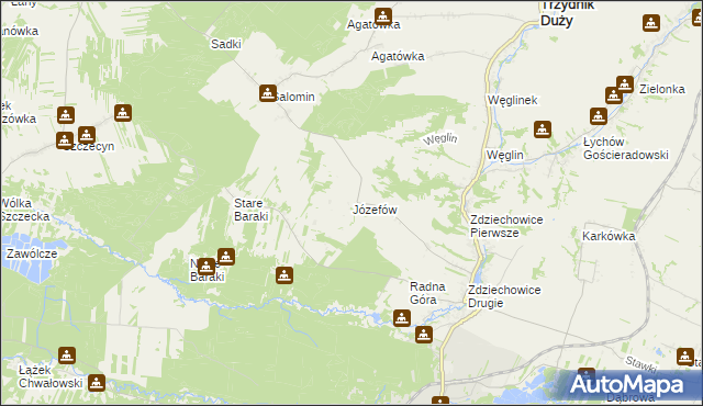 mapa Józefów gmina Zaklików, Józefów gmina Zaklików na mapie Targeo