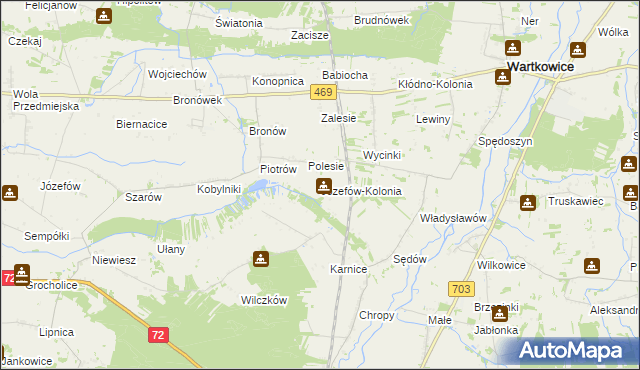 mapa Józefów-Kolonia, Józefów-Kolonia na mapie Targeo