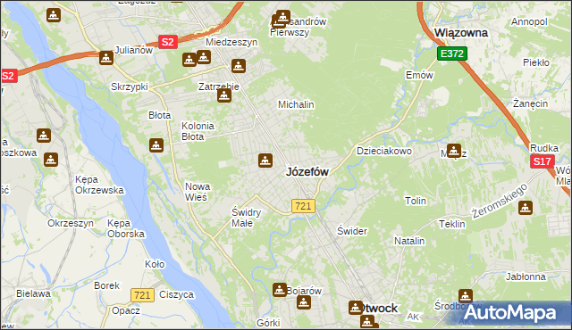 mapa Józefów powiat otwocki, Józefów powiat otwocki na mapie Targeo