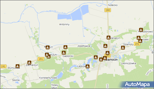 mapa Józefowice gmina Szamocin, Józefowice gmina Szamocin na mapie Targeo