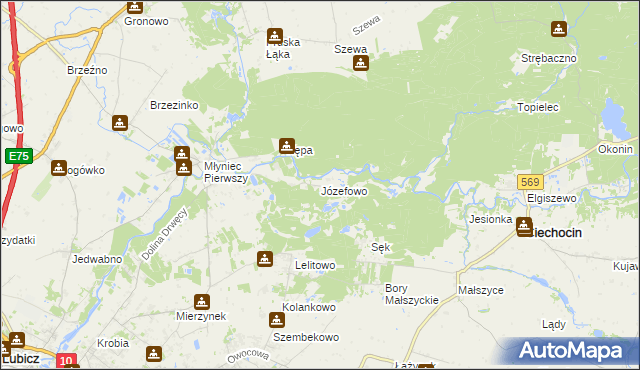 mapa Józefowo gmina Lubicz, Józefowo gmina Lubicz na mapie Targeo