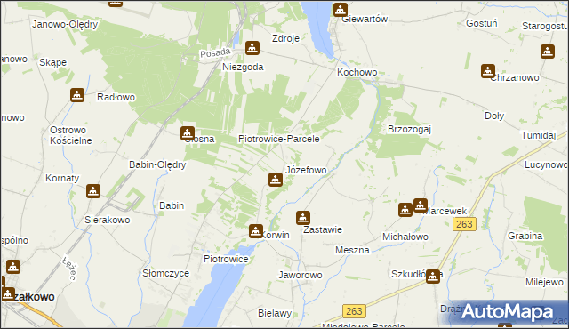 mapa Józefowo gmina Słupca, Józefowo gmina Słupca na mapie Targeo