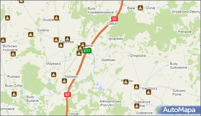 mapa Józefowo gmina Strzegowo, Józefowo gmina Strzegowo na mapie Targeo